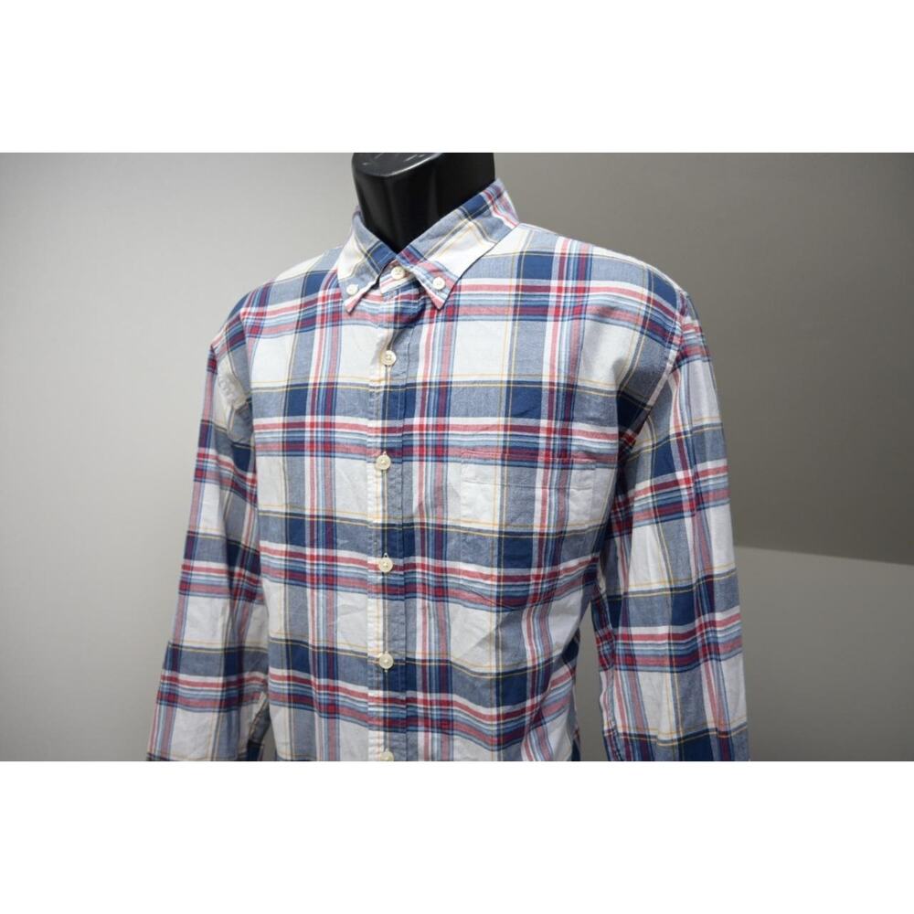 J Crew Button Up Dress Shirt Summer Plaid Casual Long Sleeve Mens Size Large
